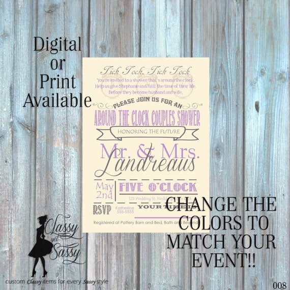 Around the Clock Invitation, Couples Shower Invitation 008
