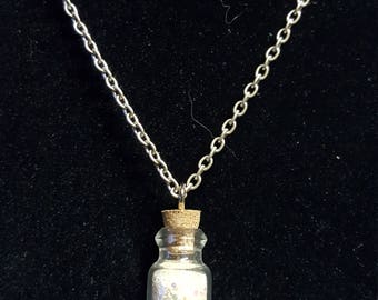 Glitter/sand mix mini bottle pendant necklace charm