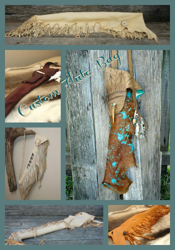 Custom Flute bag Pipe Bag Fringed leather flute bag
