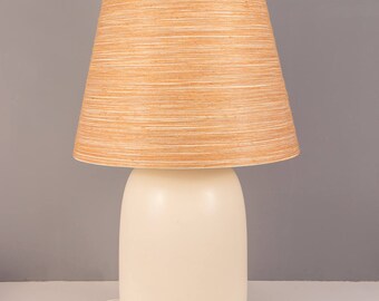 Large Lotte Ceramic Bone Lamp with Jute Fiberglass Shade