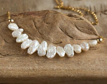 Pearl Necklace, Gift for Mum, Gift for Her, Dainty Necklace, Wedding Necklace, Delicate Necklace, Freshwater Pearl Jewelry, June Birthstone