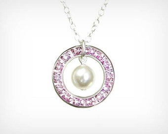Alexandrite necklace. Pearl Alexandrite necklace. June birthstone necklace. June birthday gift. Alexandrite crystal. Sterling silver N-080