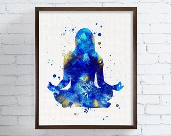 Yoga Print, Yoga Art, Yoga Wall Art, Watercolor Art, Yoga Studio Decor, Yoga Room, Yoga Gifts, Yoga Poster, Yoga Poses, Meditation, Zen Art