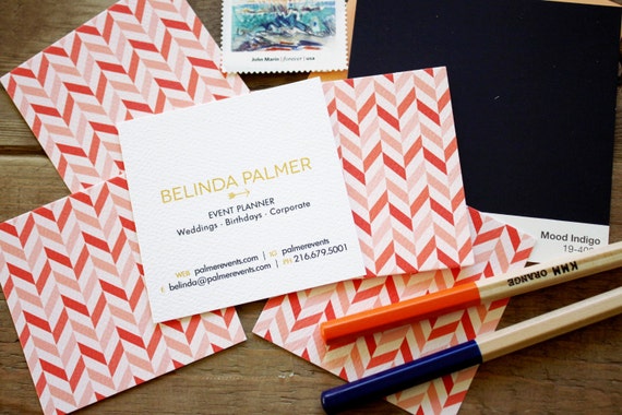 offset chevron calling cards / business cards/ blogger cards