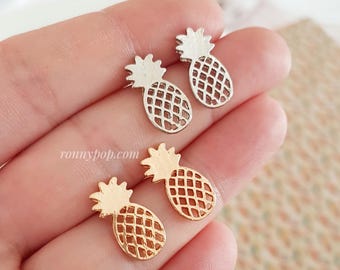 Pineapple Earrings - Pineapple Jewelry - Silver Pineapple - Gold Pineapple - Dainty - Small - Summer Earrings - Children Jewelry - Gift Idea