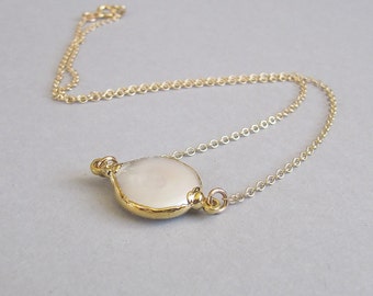 White Pearl Necklace, Bridal Necklace, Bridesmaid Gift, Classic White Pearl Jewelry, Modern Jewelry, Round Pearl, 14kt Gold Filled Necklace
