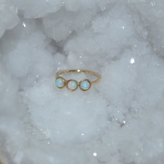 Tragus Earring - Solid Gold Nose Piercing - Helix Ring - Opal Tragus Hoop - Daith Piercing - Cartilage Ring - Rook Jewelry - Nose Ring 18g