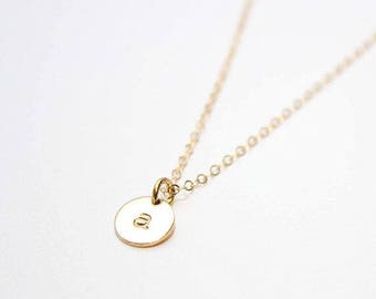 initial necklace, hand stamped initial necklace, personalized initial necklace, gold initial necklace, 14k gold filled initial necklace