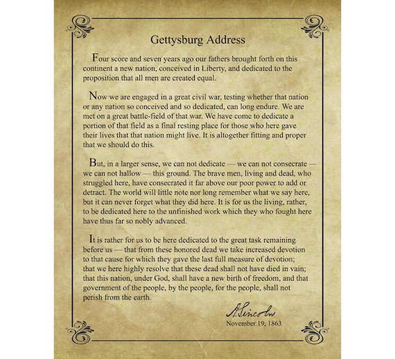 Mesmerizing image regarding gettysburg address printable Dashing image with gettysburg address printable