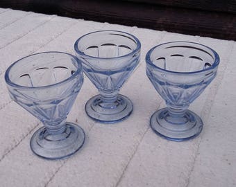 3 Blue Retro Shot Glasses