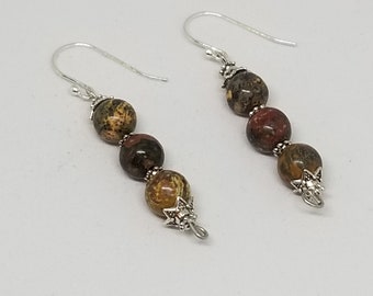 Jasper and Sterling Silver Drop Earrings
