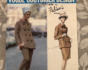 Vogue Couturier Design #1428 by Fabiani of Italy - 1960s Jacket Skirt and Pants Suit Pattern