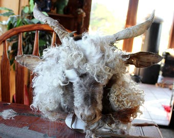 Real goat horn and sheep ears headband and sheep mask headdress stag Horned God Herne Cernunnos pagan totem ritual crown