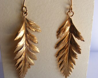 Rose gold plated Sterling Fern earrings