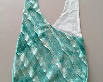 Handmade Green Ruffle Upcycled Hobo Shouder Purse