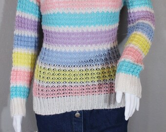 Vintage Pastel Striped Knit Sweater