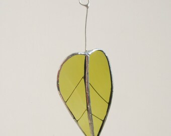 Black Poplar Leaf - Upcycled Stained Glass Suncatcher