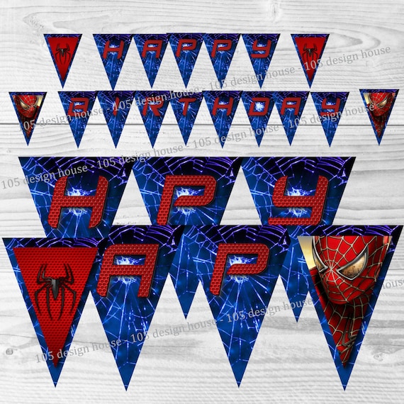 Spiderman Birthday Banner Printable INSTANT DOWNLOAD