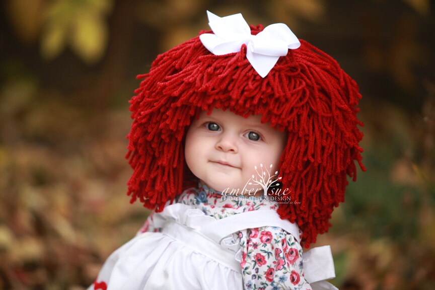 Raggedy Ann Wig Yarn Hat Available in all sizes