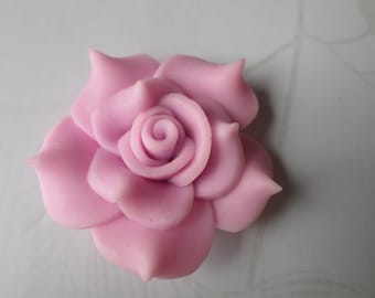 x 1 large 40 mm polymer clay pink/purple flower bead
