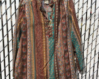 Vtg 70s India Gauze Blouse