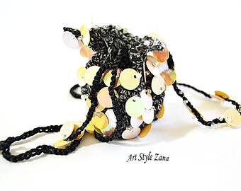 Crochet Pouch Necklace, Crochet Crystal Pouch Necklace, Medicine Bag Pouch for your precious items crystals amulets, Talisman pouch bag