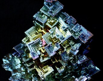 Bismuth, iridescent laboratory-grown crystals, Mineral Specimen for Sale