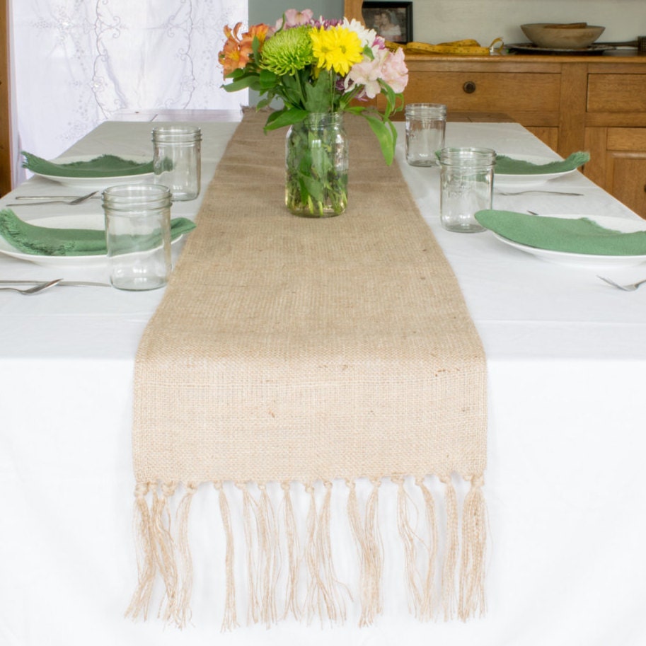 Burlap Table Runner Fringed 14 x 72 inches best used on 5