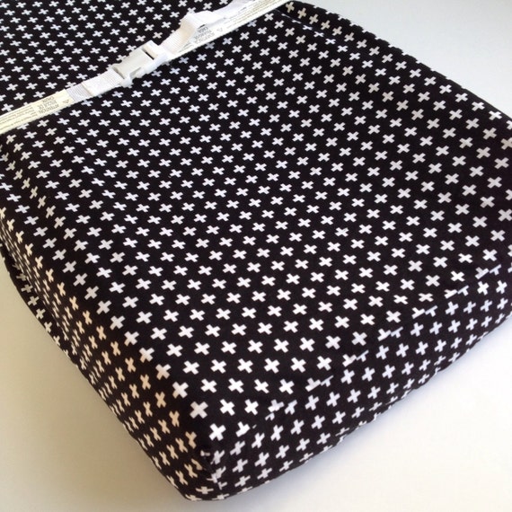 Black White Cross Crib Sheet Monocrome Baby Bedding PLUS