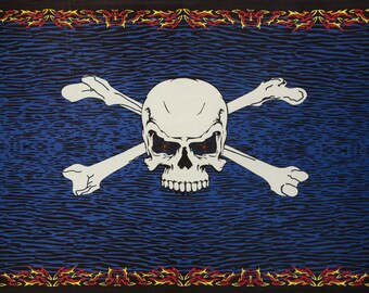 3D Fire Skull & Crossbones Pirate skull tapestry