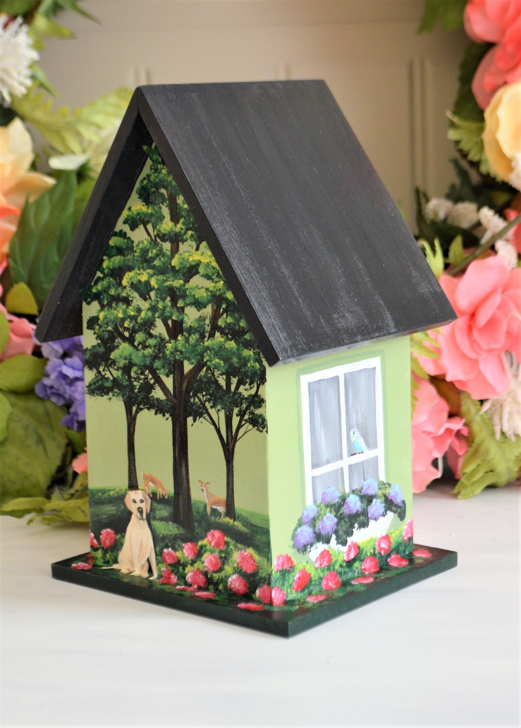 Birdhouse Custom to Match Home Decorative Painted