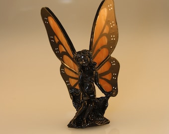 3 Stained Glass Fairy Hand-Painted Monarch Butterfly Figurines - Made to Order (MON021)