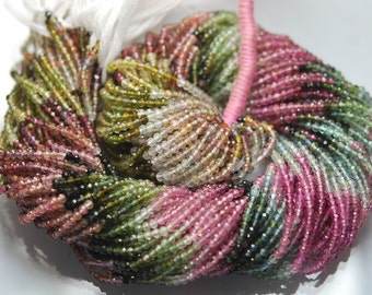 13 Inch-Super-FINEST-Natural Multi Tourmaline Faceted Rondelles 2.80mm Size
