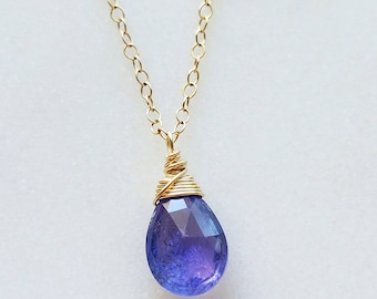 Tanzanite Necklace, 14K Gold Necklace, Gold Tanzanite Necklace, Blue Tanzanite Pendant, Tanzanite Jewelry, Gold Tanzanite Pendant