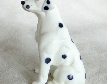 Vintage Dalmatian Dog Porcelain Figurine-Unmarked-3 1/4 inches tall-Bisque finish