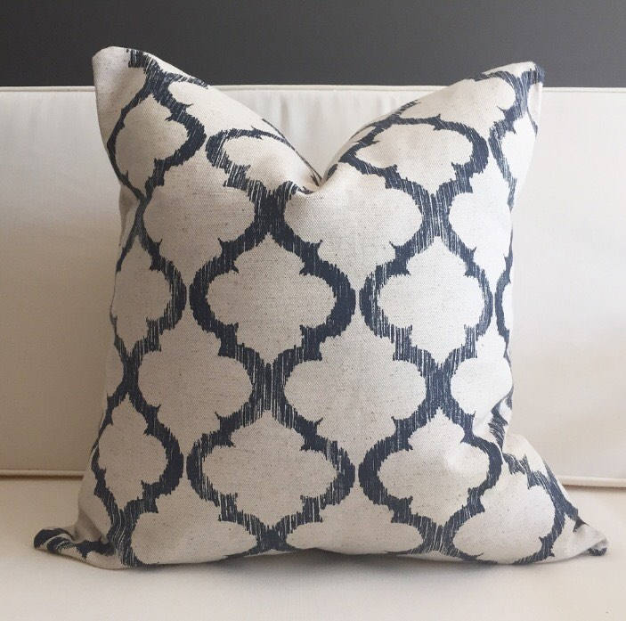 Pillow Cover Navy Blue and Cream Ikat Pillow Cover HUDSON
