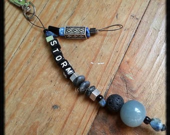 Door keys or jewelry bag Collection "STORM" black and grey storm message
