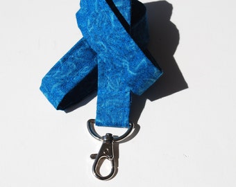 Keychain lanyard. Blue lanyard. ID badge lanyard. Lobster Claw Clasp