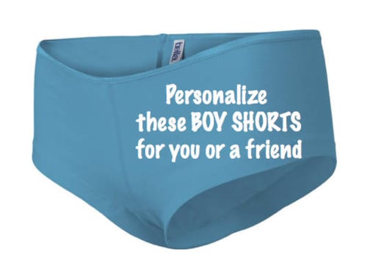 Personalize these turquoise boy shorts for you or a friend * FAST SHIPPING * Custom Birthday Party Gift Idea