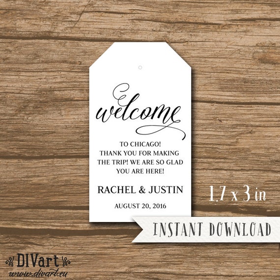 Rustic Wedding Welcome Tag Template Thank You Tag Hang Tag