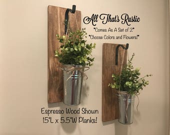 Metal Hanging Planter, Farmhouse Decor, Galvanized Hanging Planter, Galvanized Decor, Metal Decor, Wall Sconce.Farmhouse Wall Decor.Greenery