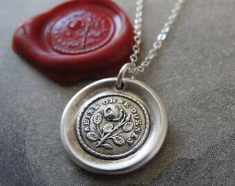 Wax Seal Necklace Not Without Thorns antique wax seal jewelry Rose Motto by RQP Studio