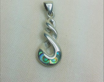 Sterling Silver Infinity Triple Twist Pendant with Abalone Inlay