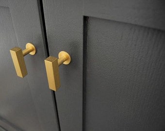 Brass Cabinet Knob "European" T-Knob Drawer Pull. Cabinet Knob