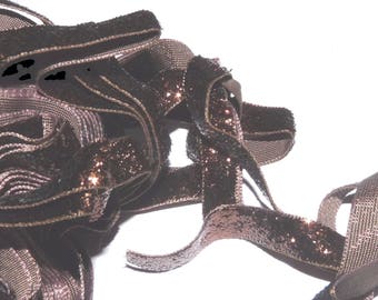 Ribbon 10mm Brown chocolate glitter the meter