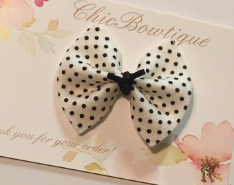 Black and White Polka Felt Mini Bow