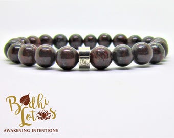 Genuine Bloodstone Bracelet, Red Green Higher Heart Chakra Bracelet, Bloodstone Purification Healing Bracelet Bloodstone Yoga Meditation
