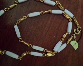 vintage Trifari Necklace white and gold