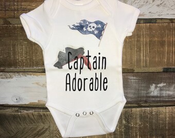 Captain Adorable bodysuit/ pirate onesie/skulls
