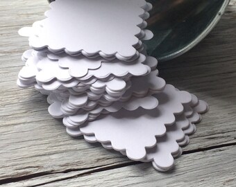 Mini note cards - square scallop mini cards white pack of 10